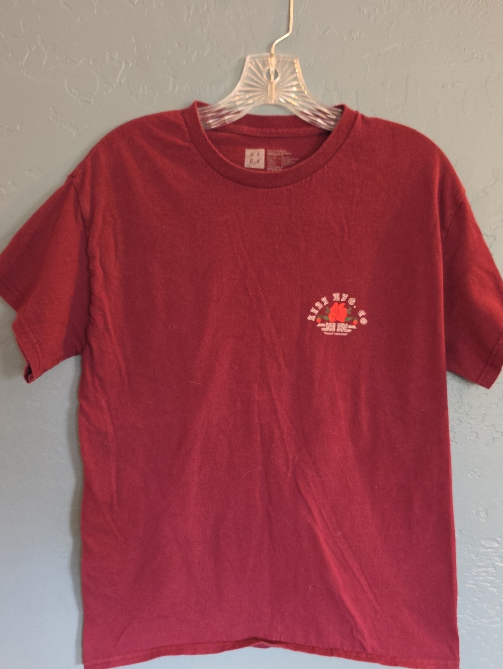 Lira Men's Short Sleeve Tee - Burgundy with Small White & Red Graphic